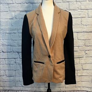 J. Crew Blazer Wool Blend Black & Tan Colorblock